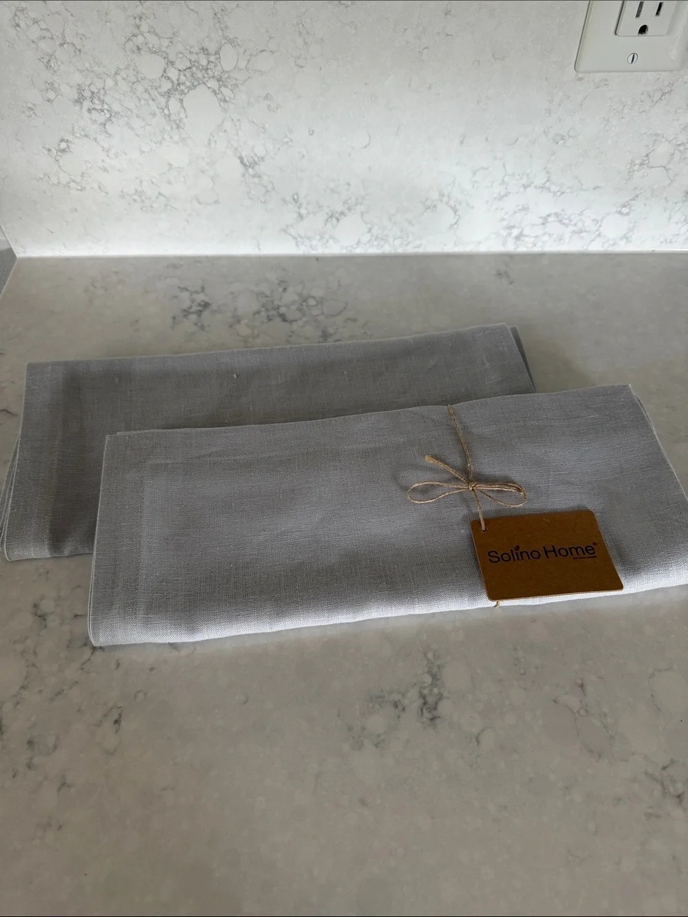 Solino Home Light Gray Linen Table runners  - Set of 2 (14”x60”)- never used.